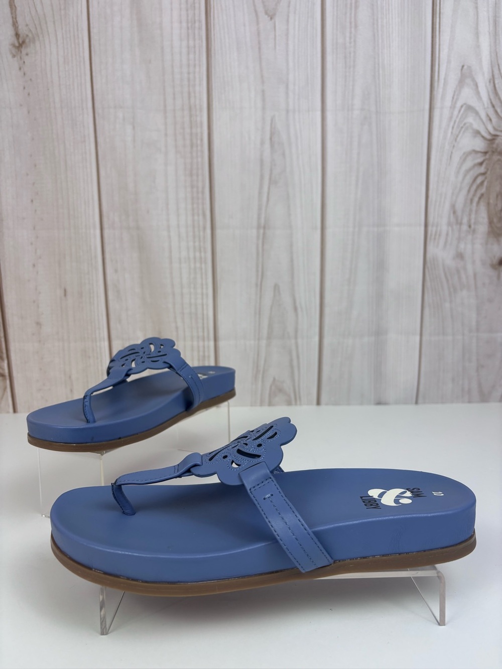 Sam & Libby Alexandra Floral Thong Flip Flop Sandals Slip-On Medallion Blue 10 - Picture 2 of 13